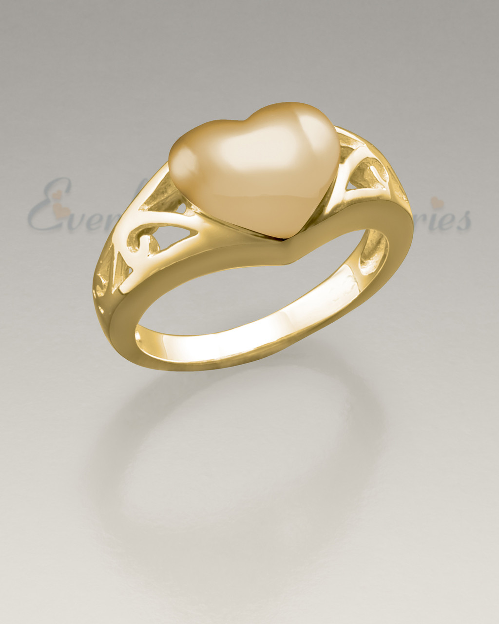 Women's 14K Gold Caring Heart Ring Jewelry Urn