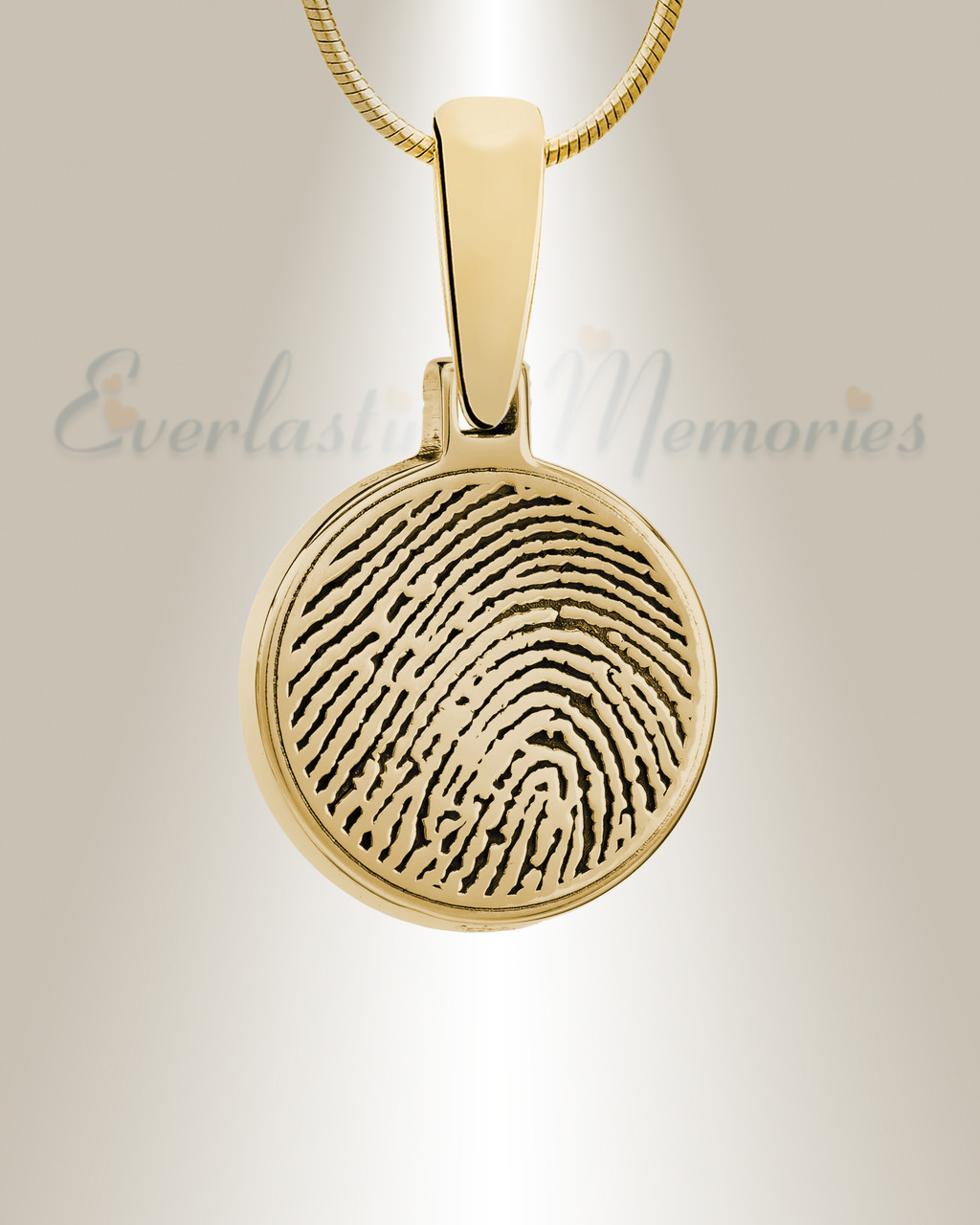 Gold Plated Round Fingerprint Necklace 