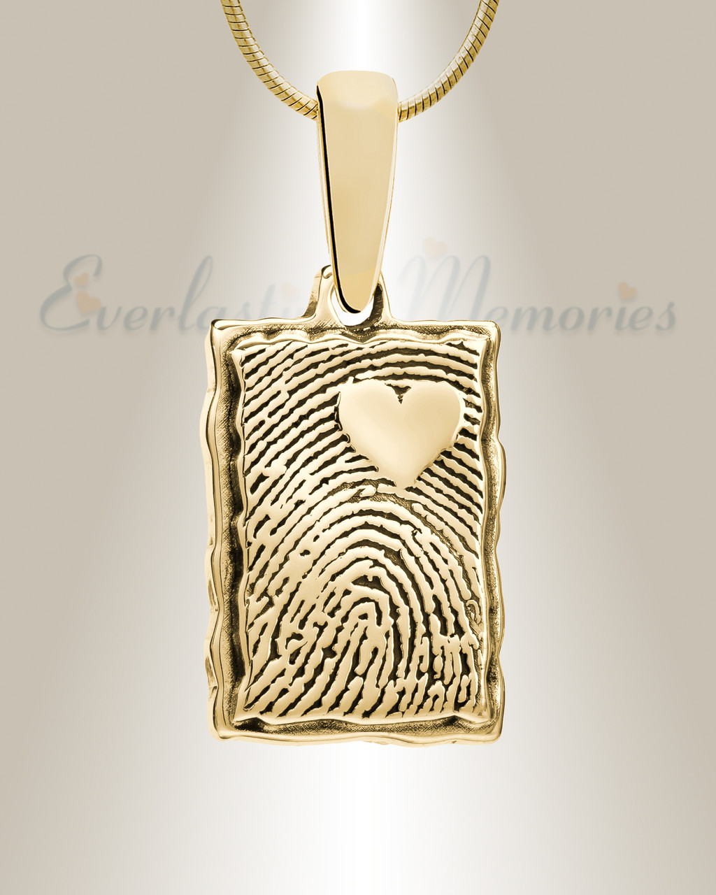 Gold Plated Loved Rectangle Fingerprint Necklace Gold Fingerprint Jewelry