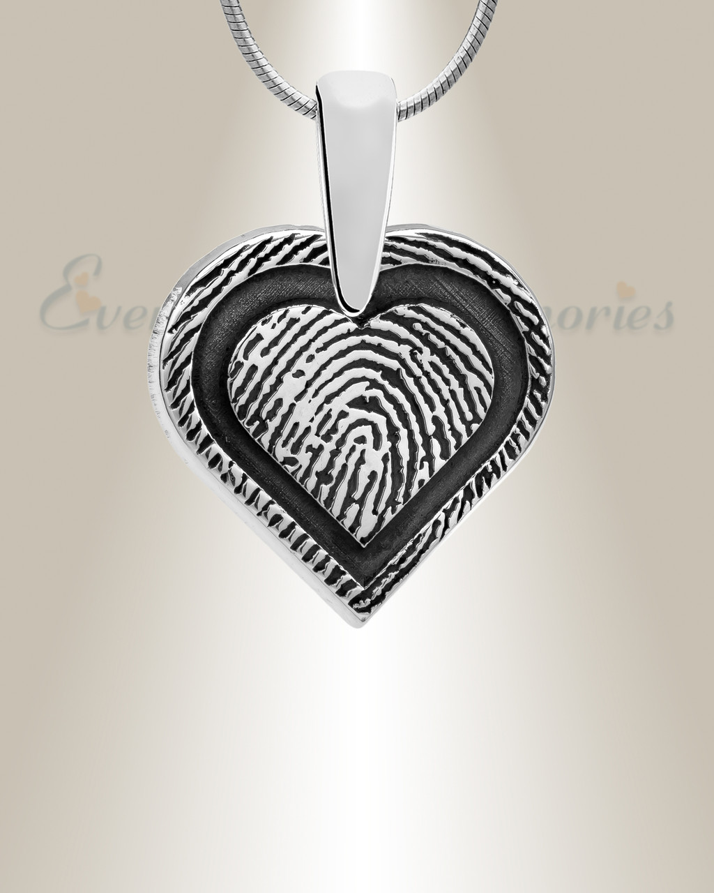 Silver Classic Heart Fingerprint Necklace Sterling Silver Heart Fingerprint Jewelry