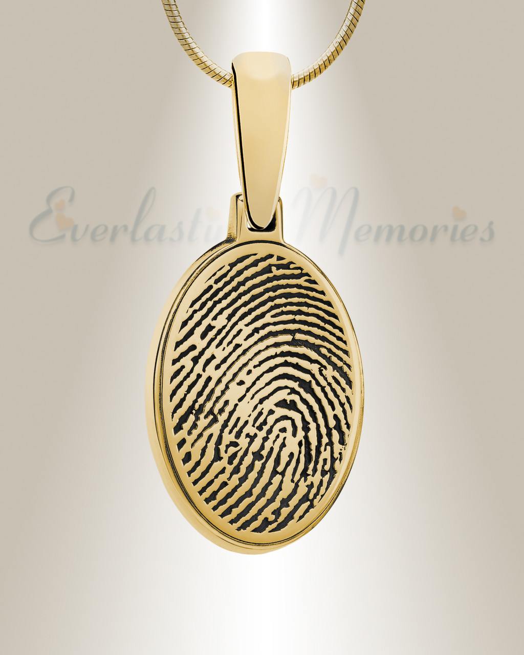 Solid 14k Gold Oval Fingerprint Necklace, Oval Fingerprint Jewelry in