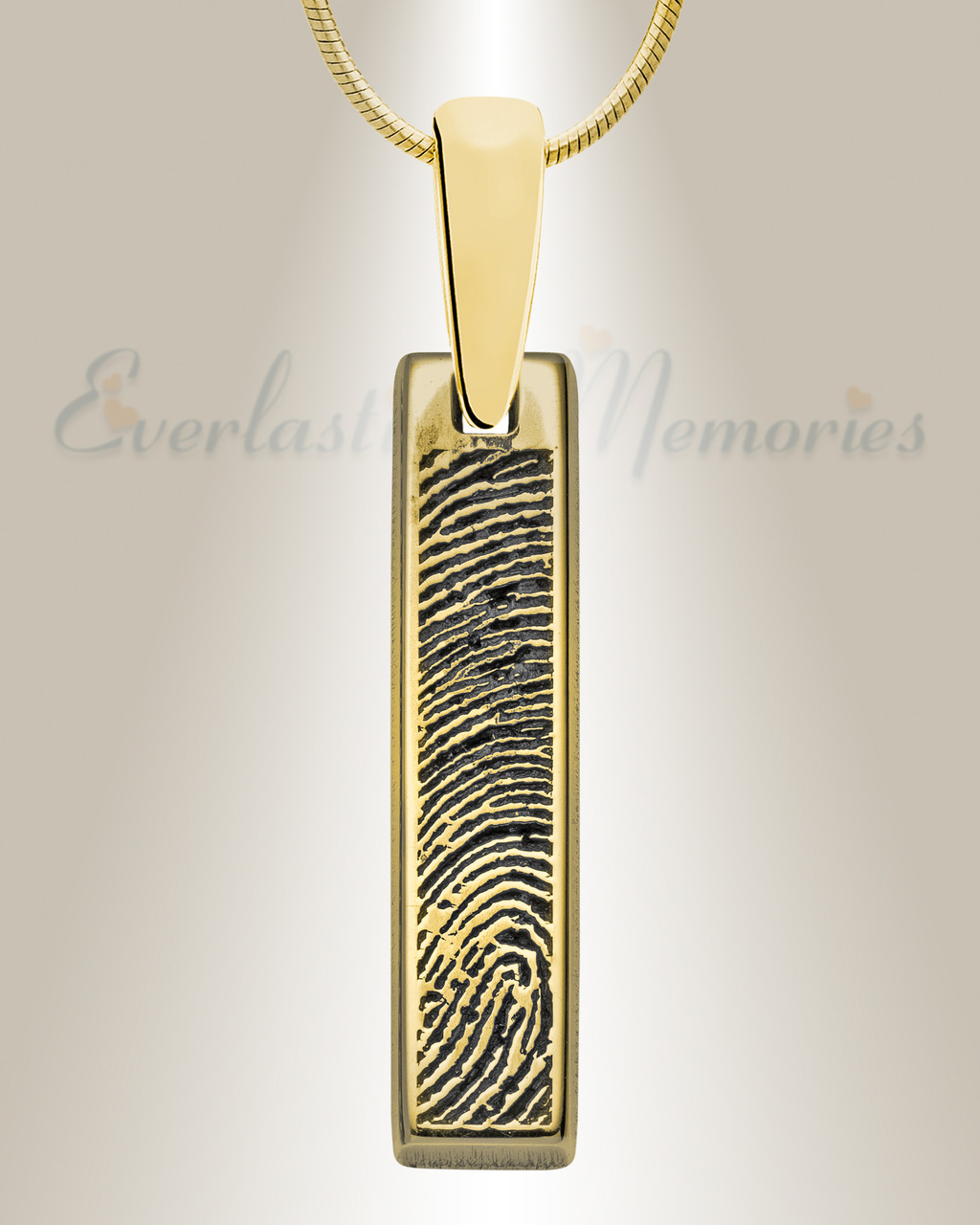 Gold Plated Sterling Fingerprint Tiny Bar Necklace with Signature on