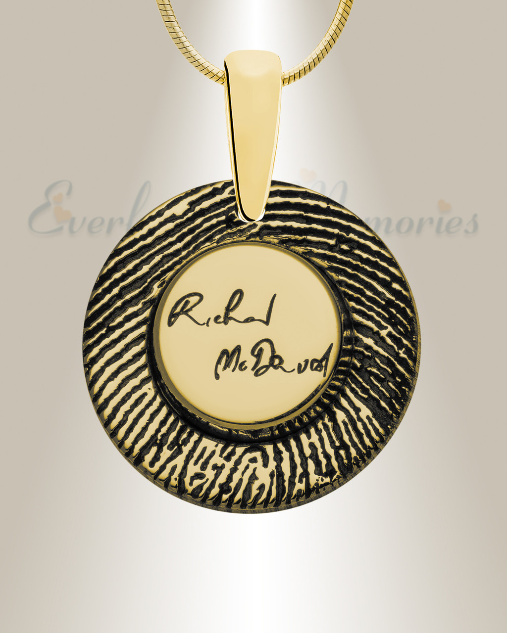 Signature Round Solid 14K Gold Fingerprint Necklace