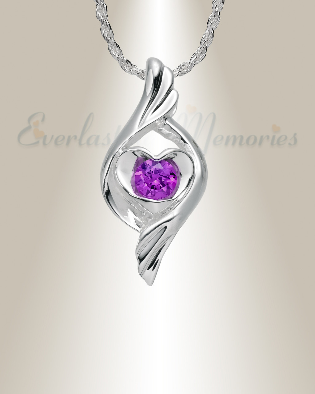 Cremation Jewelry - Amethyst Drop Pendant with Infused Ash