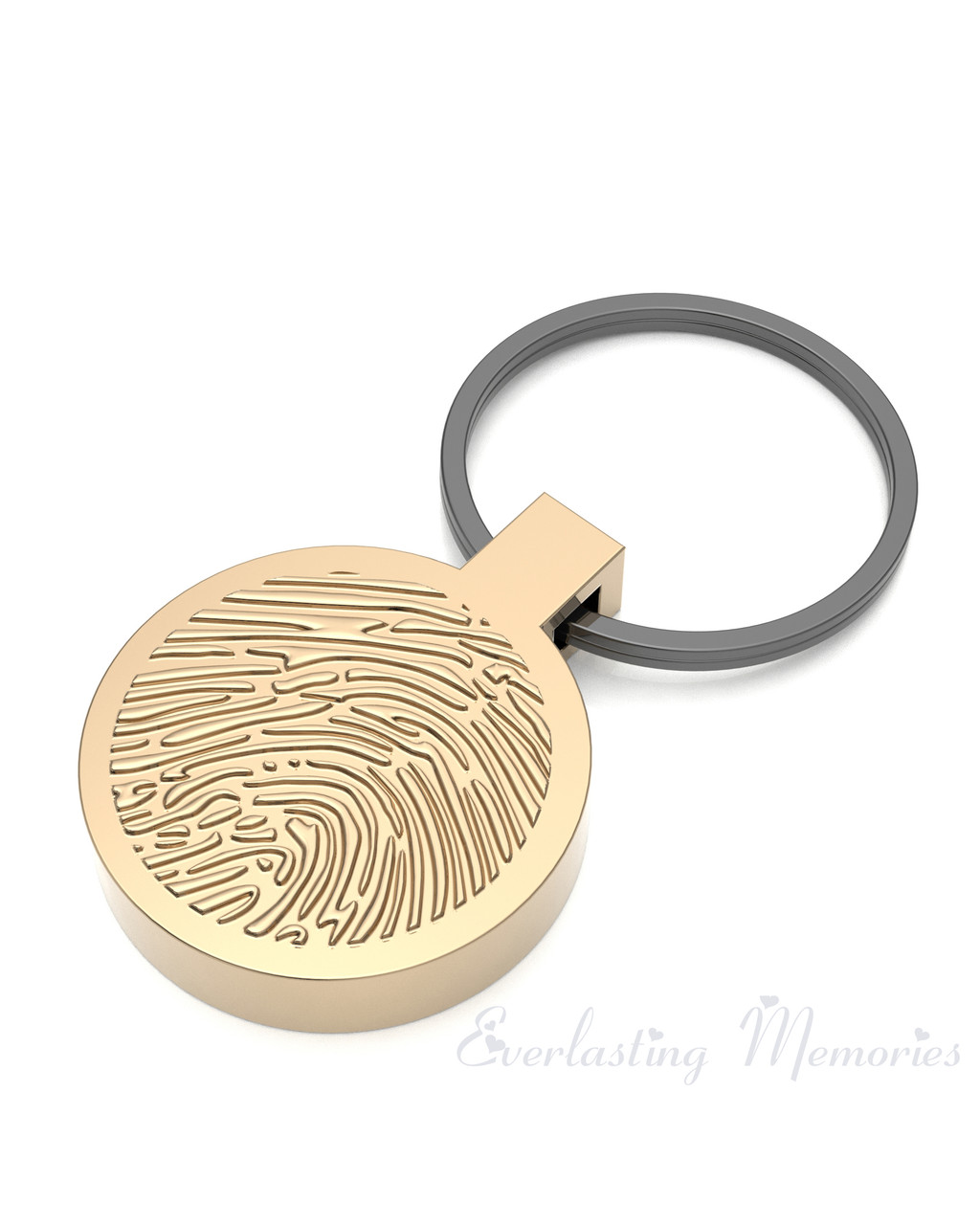 Solid 14K Gold Fingerprint Cast Forever Sealed Memorial Keychain ...