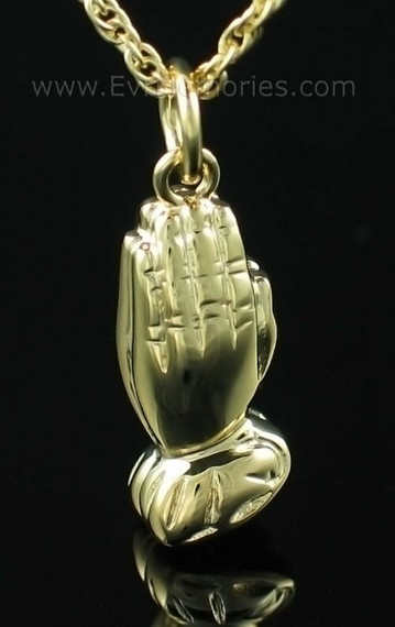 14K Gold Plated Praying Hands Memorial Locket