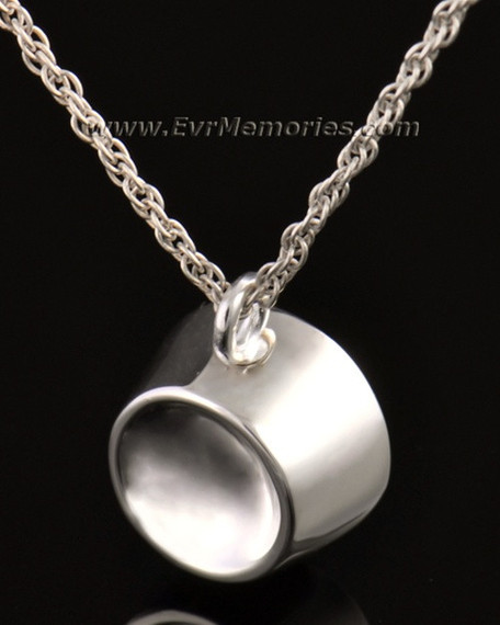 14k White Gold Dish Cremation Jewelry Urn