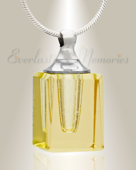 Glass Locket Yellow Contentment Jewelry Urn