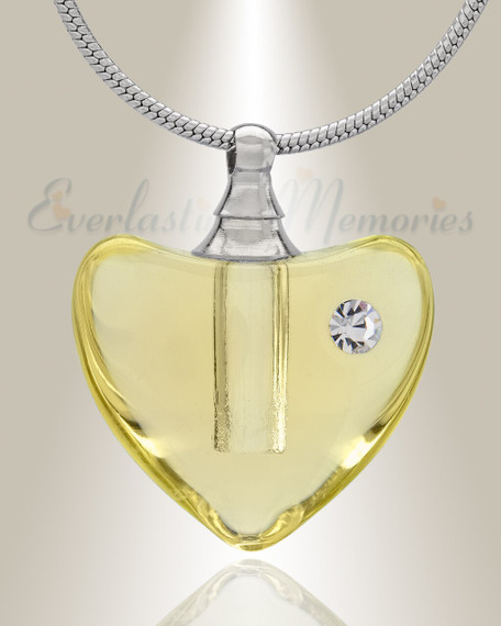 Glass Locket Yellow Heartfelt Cremation Jewelry