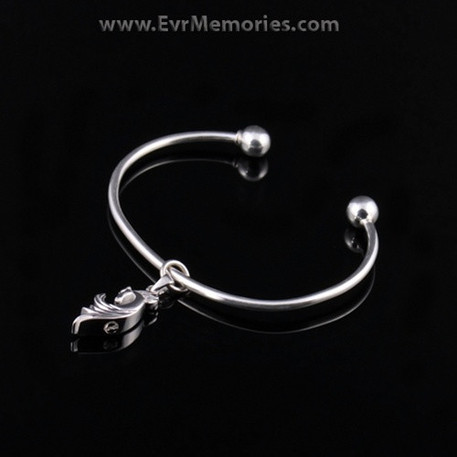 Sterling Silver Stallion Cremation Bracelet