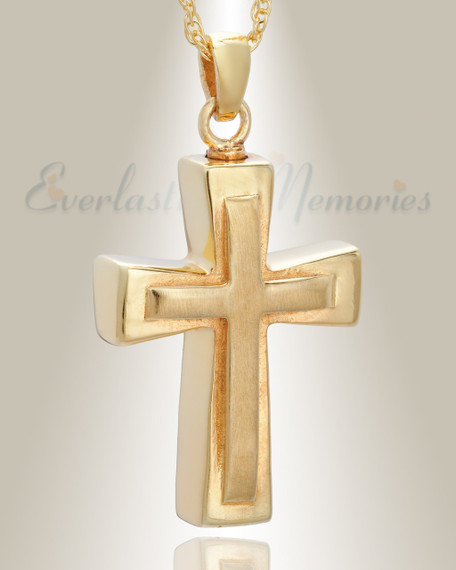 Gold Plated Double Cross Cremation Charm
