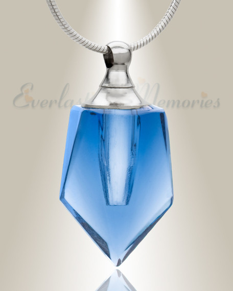 Glass Locket Blue Dedicated Cremation Pendant