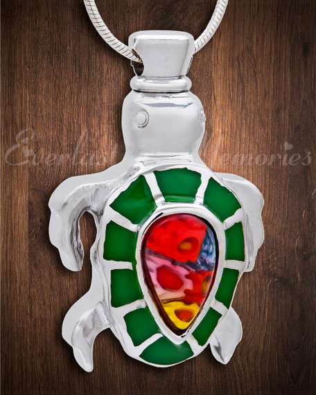 Green Talented Turtle Cremation Jewelry