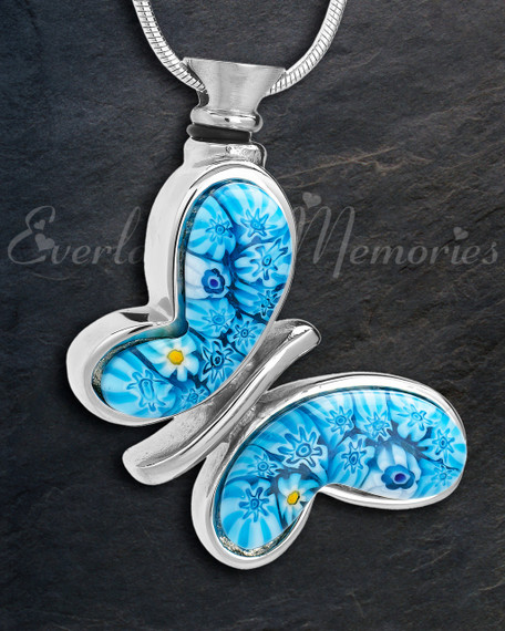 Blue Majestic Butterfly Cremation Jewelry