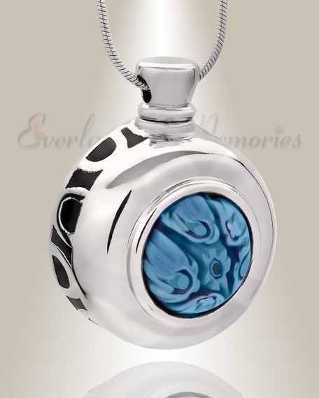 Wild Blue Yonder Round Cremation Jewelry
