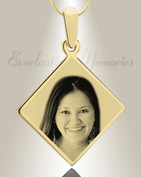 Diamond Photo Engraved Gold Plated over Stainless Keepsake