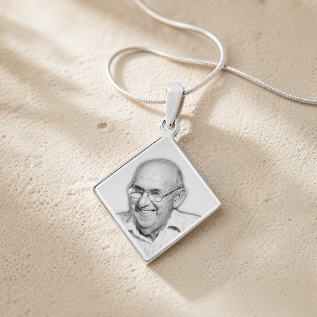 Diamond Photo Engraved Stainless Keepsake