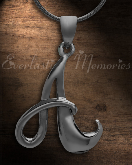 Black "A" Initial Cremation Jewelry
