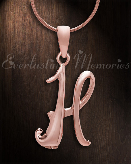 Rose Gold "H" Initial Cremation Jewelry