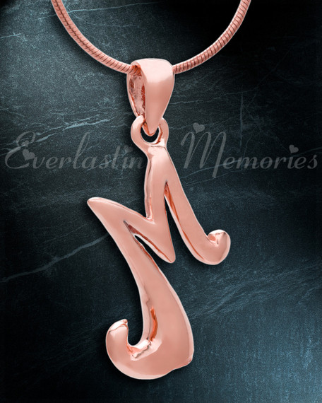 Rose Gold "M" Initial Cremation Jewelry