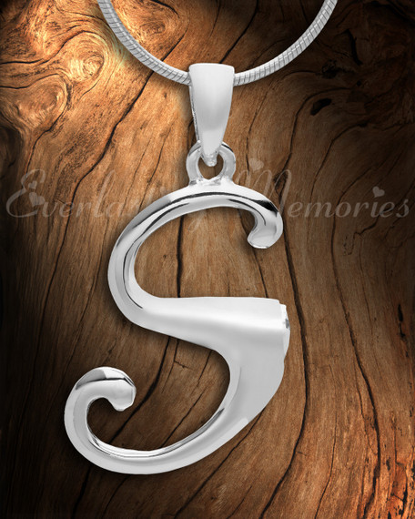 Silver "S" Initial Cremation Jewelry