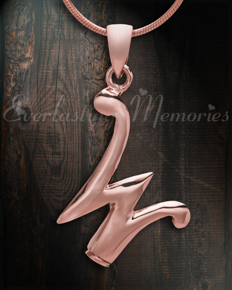 Rose Gold "W" Initial Cremation Jewelry