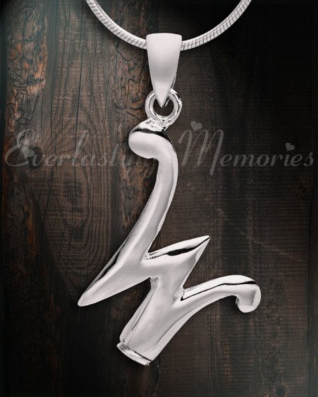 Silver "W" Initial Cremation Jewelry