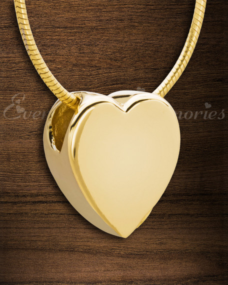 Gold Plated Smooth Heart Cremation Jewelry