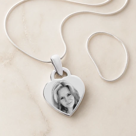 Small Heart Picture Engraved Stainless Keepsake