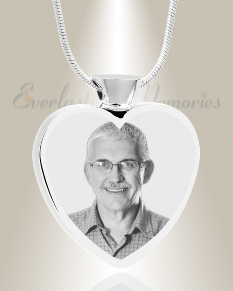 Heart Stainless Steel Picture Engraved Ash Pendant