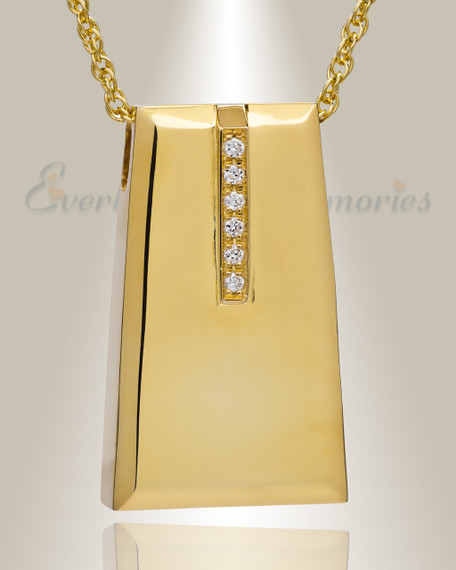 14K Gold Plated Eternity Sliding Rectangle Urn Necklace