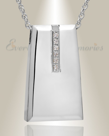 Sterling Silver Eternity Sliding Rectangle Memorial Locket with Stones