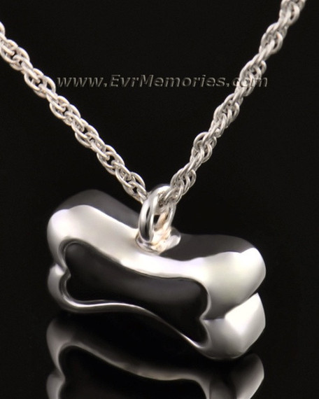 14K White Gold Black Bone Urn Keepsake
