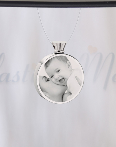 Round Stainless Steel Photo Engraved Ash Guardian