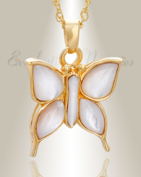 14K Gold Dewy Butterfly Cremation Charm