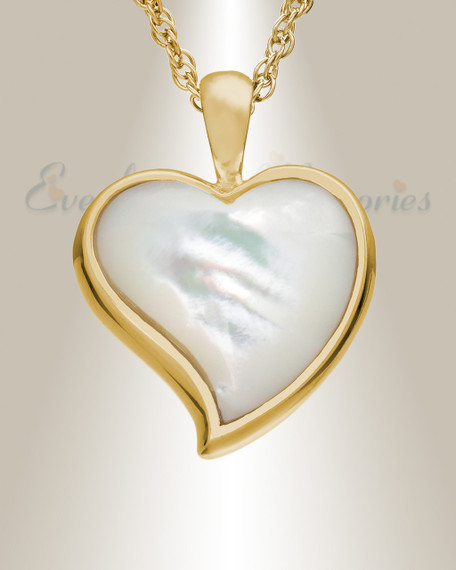 Gold Vermeil Dewy Heart Cremation Urn Keepsake