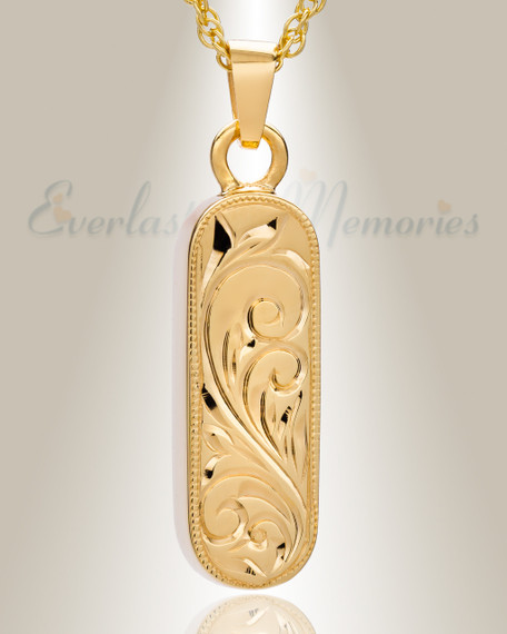 14K Gold Majesty Cylinder Cremation Keepsake