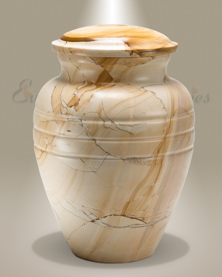 Teakwood Grain Marble Cremation Urn