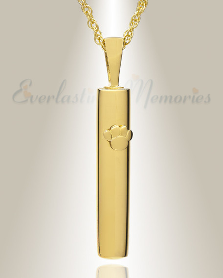 Gold Plated Pawed Cylinder Memorial Pendant