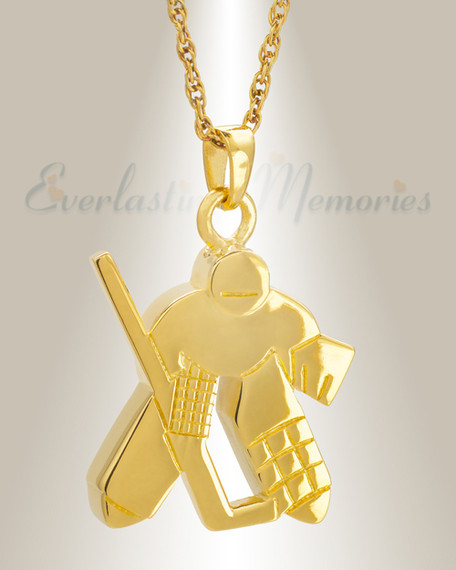 Gold Plated Hockey Player Cremation Locket