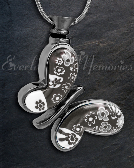 Black Plated Majestic Butterfly Cremation Jewelry