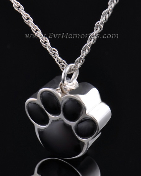 Silver Onyx Paw Cremation Keepsake