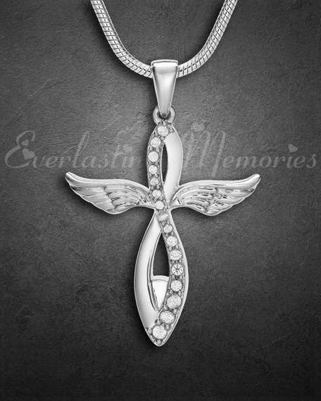 Silver Splendor Cross Urn Pendant
