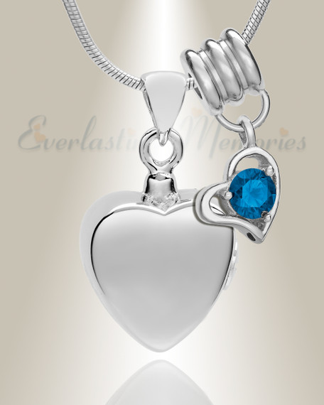 Silver September Simple Heart Urn Jewelry