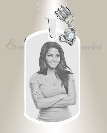 Large Photo April Dog Tag Stainless Engraved