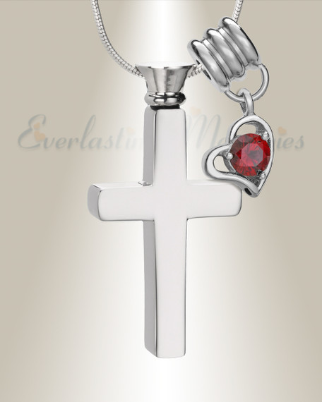 January Remembrance Cross Locket Necklace