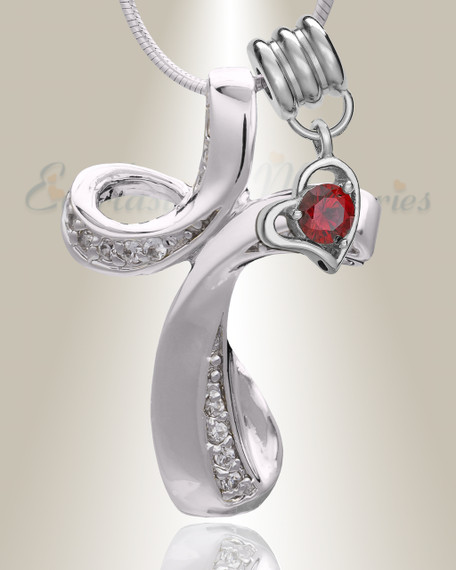 Silver January Forever Cross Cremation Jewelry