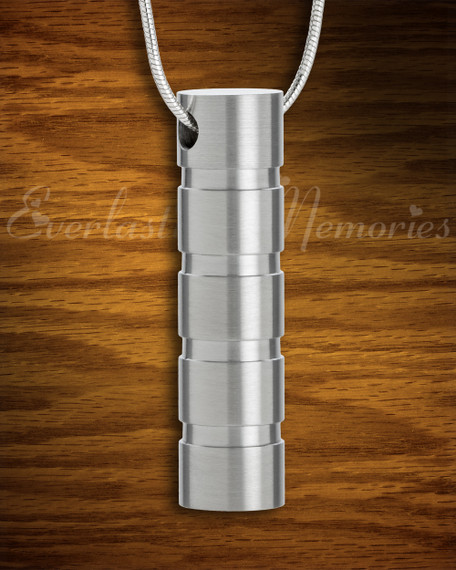 Stainless Carved Cylinder Cremation Jewelry
