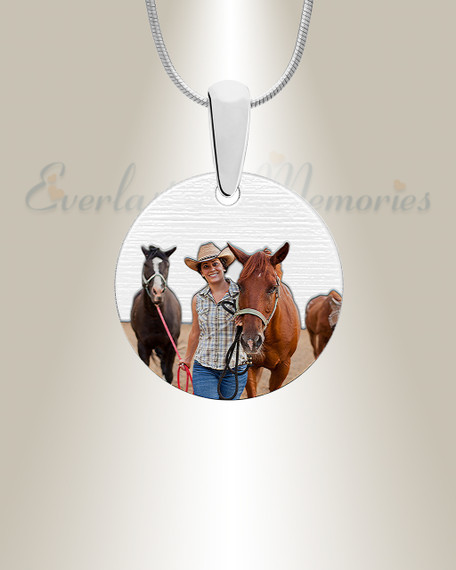 Round Pet Color Picture Engraved Stainless Keepsake