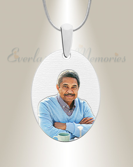 Silver Circular Color Portrait Photo Pendant
